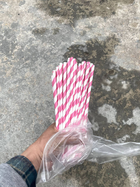 Pink Striped Paper Straws