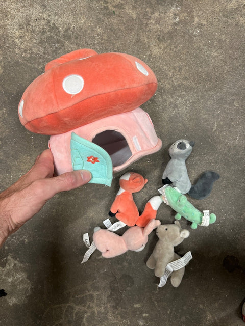 Plush Mushroom House With A Lil' Crew Of Animals