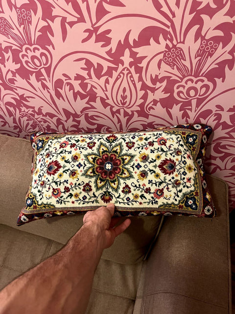 Pretty Floral Tapestry Accent Pillow, L21"