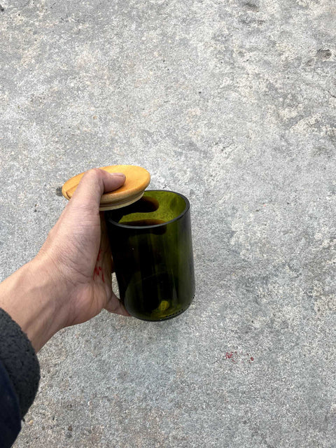Pretty Green Glass Storage Jar