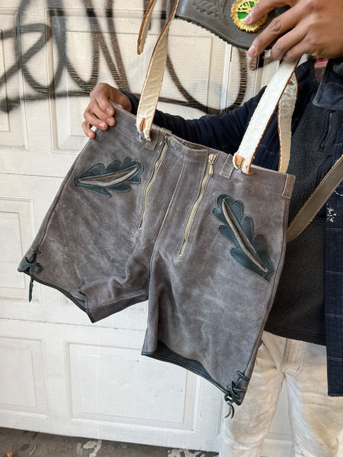 Pretty Lederhosen With Suspenders, Waist 30"
