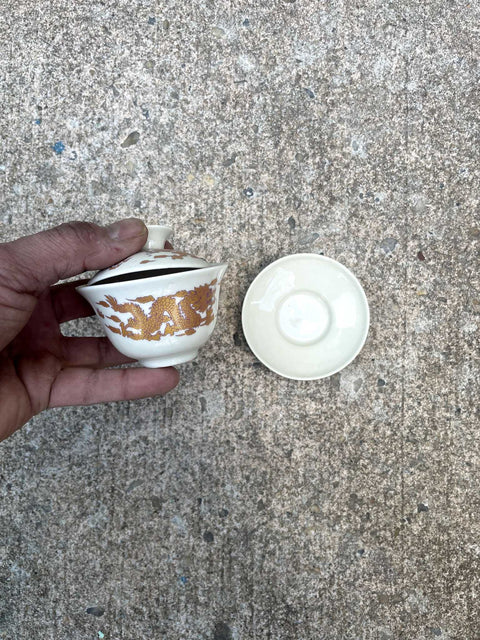 Pretty Tiny Ceramic Lid, Cup and Plate