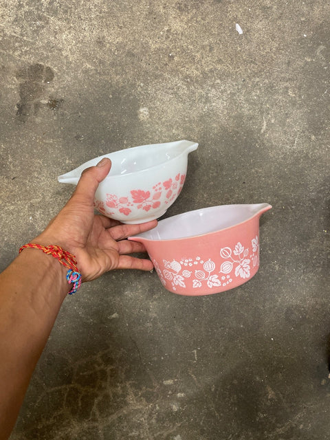 Pyrex Pink Gooseberry Casseroles