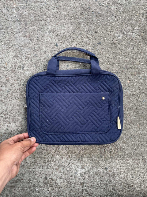 Quilted Navy Toiletry Bag