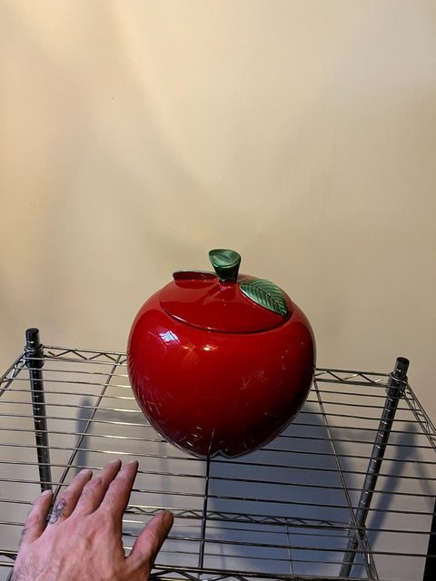 Super Pretty Red Apple Ceramic Cookie Jar