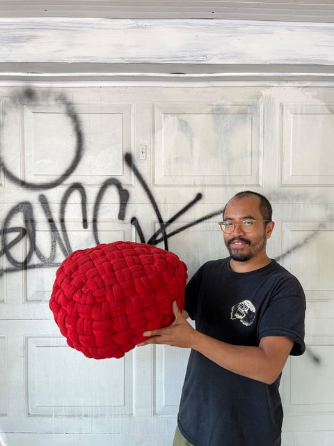 Red Braided Floor Cushion
