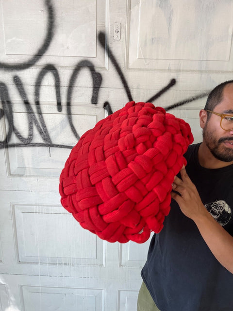 Red Braided Floor Cushion