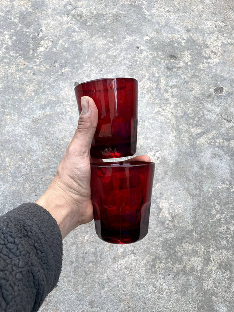 Red Glass Tumblers Set