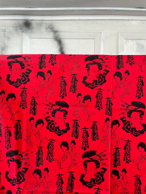 Red Patterned Japanese Fabric