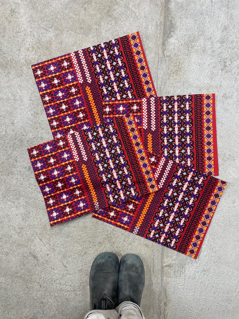 Red Patterned Placemat Set