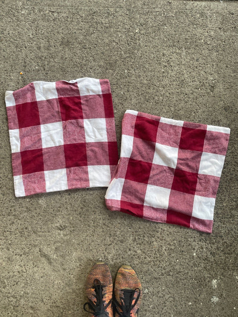 Red Plaid Pillow Cover Set, 16”