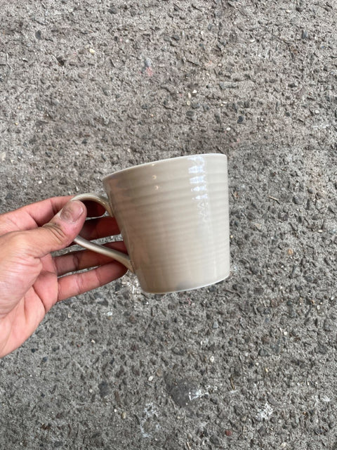 Ribbed Beige Coffee Mug