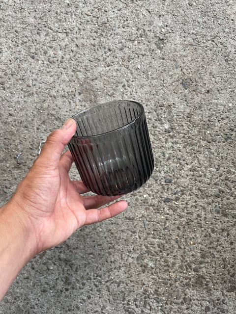 Ribbed Smoked Glass Candleholder