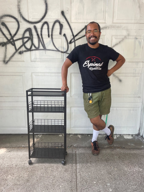 Rolling Black Storage Cart, 8x17x34”