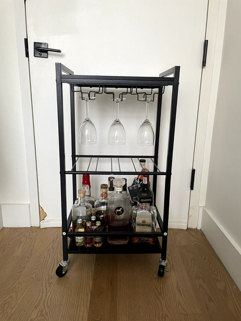 Rolling Metal Bar Cart, 12x17x35"
