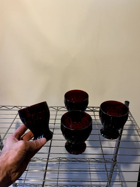 Vintage Anchor Hocking Swirl Royal Ruby Red Glass Tumblers