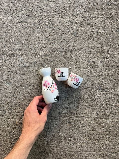 Sake Set With Cherry Blossoms