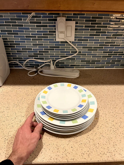 Set Of Crate & Barrel Multicolor Squares Plates