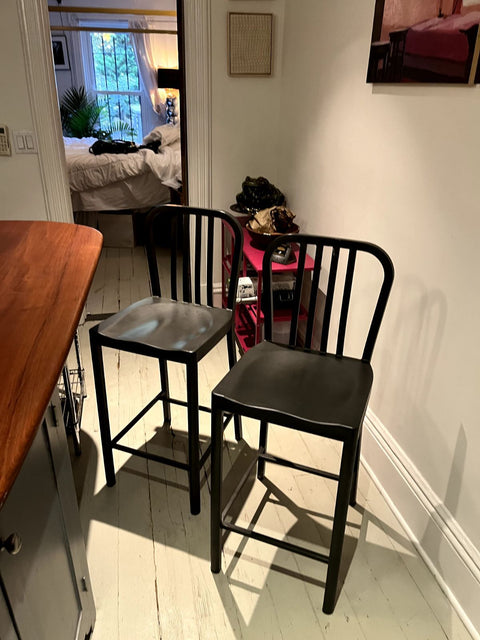 Set of Aluminum Bar Stools, H26"