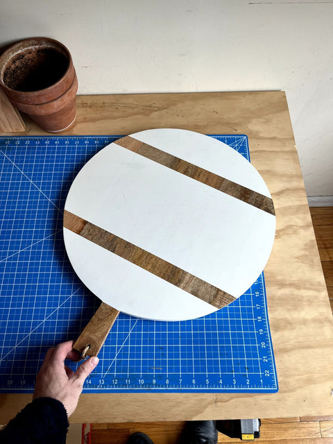Sexy Wood-Accented Mud Pie Serving Board, 19"