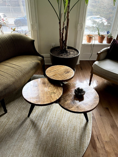 Sexy Wood and Metal Multi Level Coffee Table, W30xH21"
