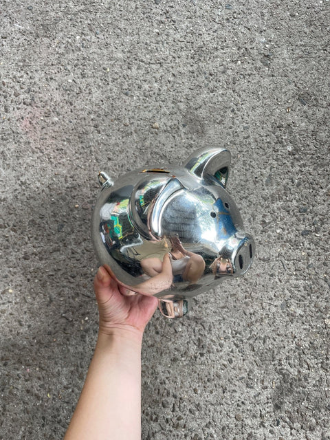 Shiny Silver Piggy Bank