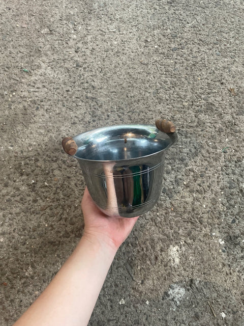 Silver Champagne Bucket With Wooden Handles