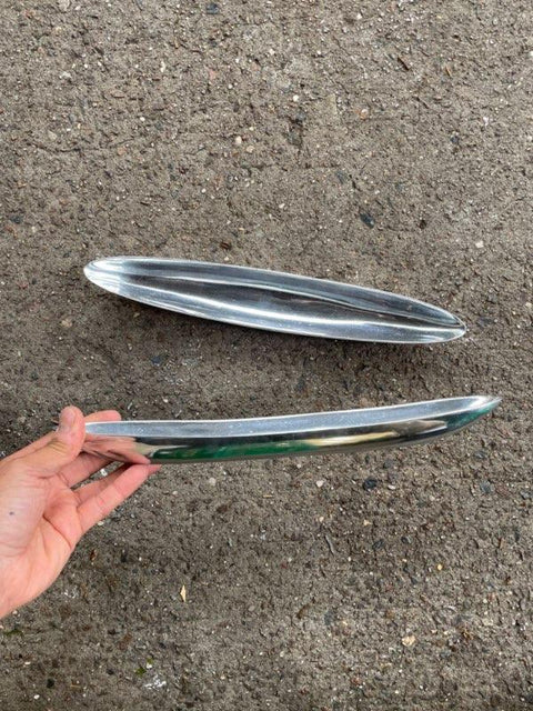 Two Long & Thin Silver Decorative Plates
