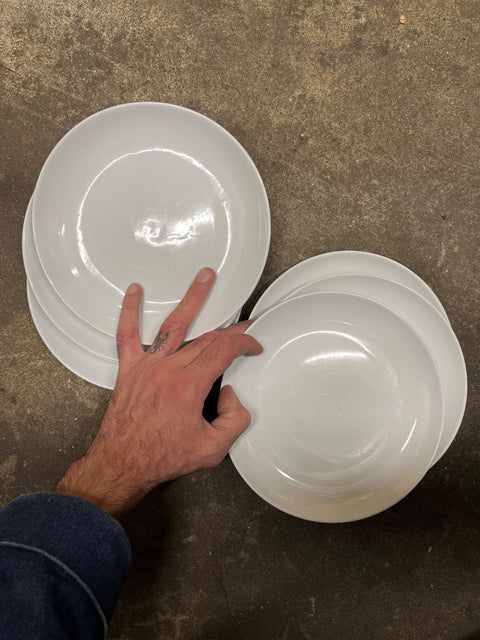 6 Simple White Dessert Plates Set
