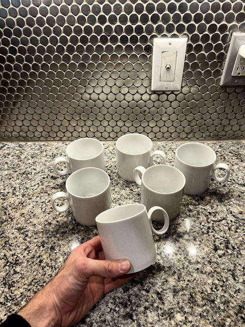 Six White Coffee Mugs
