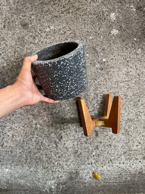 Small Planter With Wooden Stand