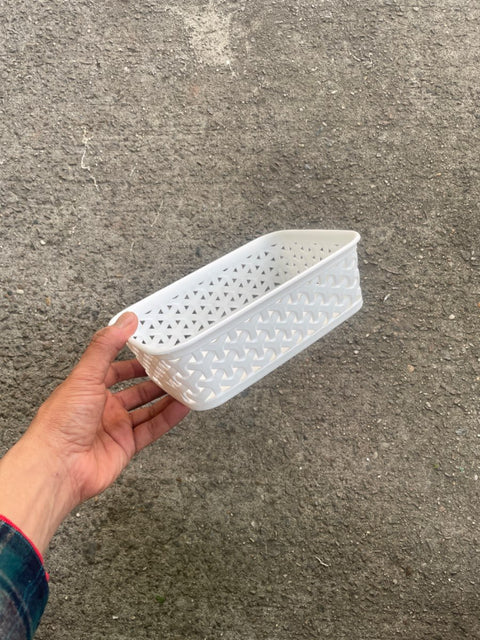 Small White Weave Plastic Basket