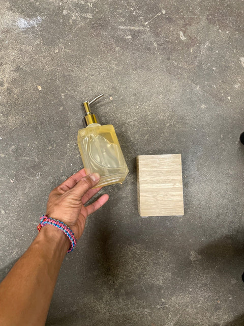 Soap Dispenser And Bamboo Block