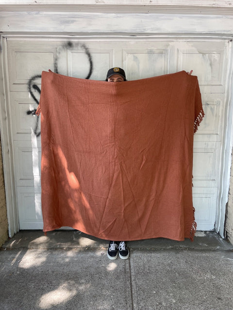 Super Soft Terracotta Cotton Throw Blanket, 60x80"