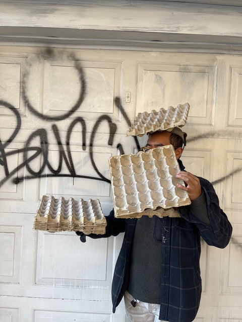 Stacked Cardboard Egg Cartons