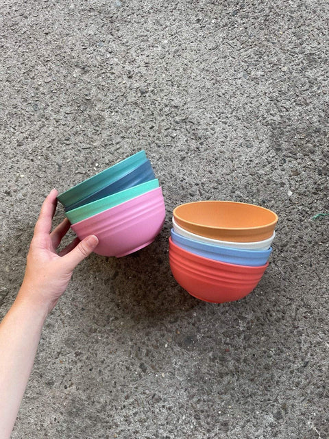 Stacked Pastel Colored Bowls, Set of 8