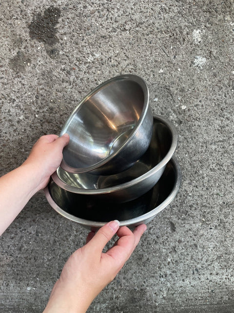 Stacked Stainless Steel Mixing Bowls