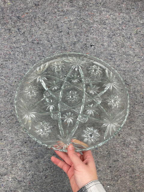 Starburst Patterned Glass Serving Plate