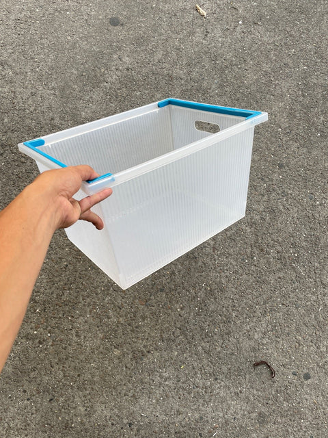 Sterilite Clear Storage Bin, Blue Trim