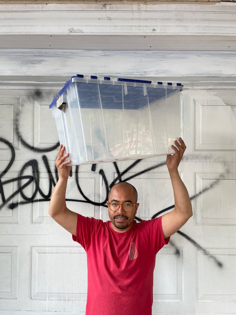 Storage Container Blue Lid Clear