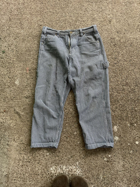 Dickie's Navy Striped Cropped Carpenter Pants, Sz 30x32