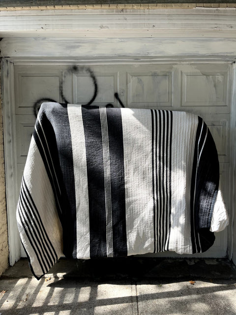 Striped Quilted Duvet Cover, 87x91" King Size
