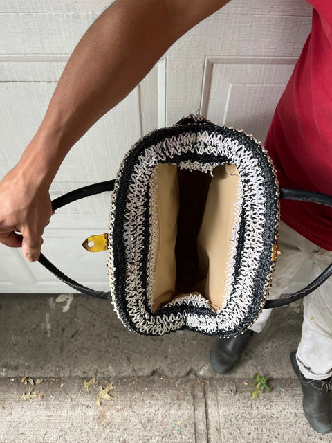 Striped Woven Handbag
