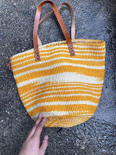 Striped Woven Tote Bag