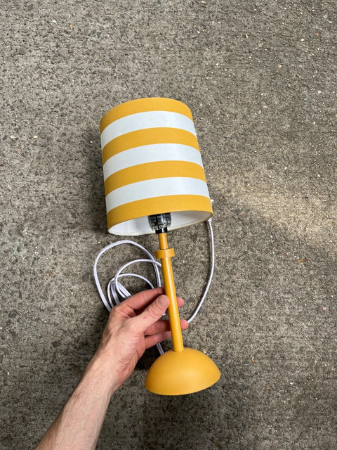 Small Striped Yellow Table Lamp