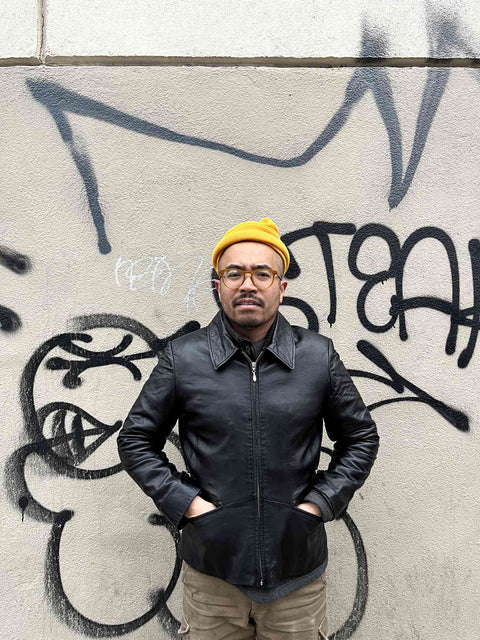 Stylish Black Leather & Suede Jacket, Size M