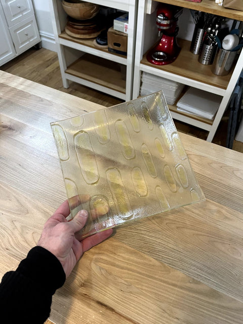 Stylish Textured Glass Serving Plate