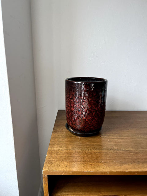 Super Nice Textured Red Ceramic Planter, W8xH10"