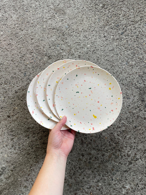 Terrazzo-style Plastic Dinner Plates