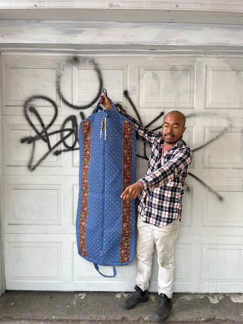 The Sexiest Garment Bag Blue Patterned Quilted